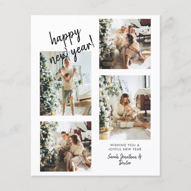 BUDGET Moderne Brosse Script 4 Photo Bonne année (Devant)