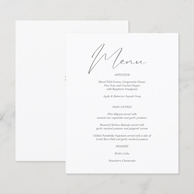 Budget Moderne Chic Gris & Blanc Menu (Devant / Derrière)