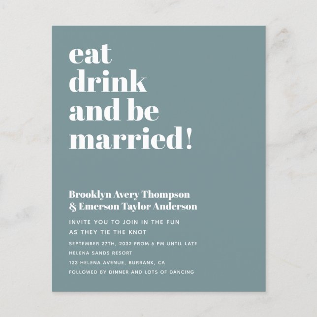 Budget Moderne Code QR Faire-part de mariage (Devant)