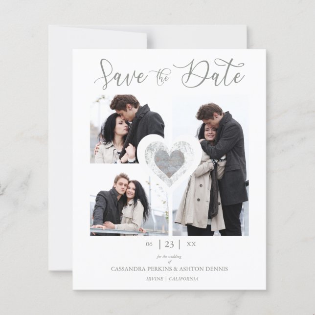 Budget Moderne Coeur 3 Photos Romantique Mariage (Devant)