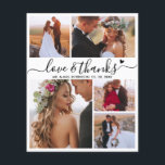 Budget Moderne Collage Mariage Carte de remercieme<br><div class="desc">Budget Elegant Main Lettré "Amour et merci" Script 5 Photo Collage Mariage Merci personnalisé abordable carte mince à petit budget. Mariage moderne merci modèle avec cinq (5) photos sur le devant et une (1) photo sur le dos. Sur le devant du papier "Amour et merci" script de typographie avec peu...</div>