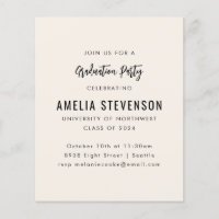 Budget Moderne Cream Graduation Party Invitation