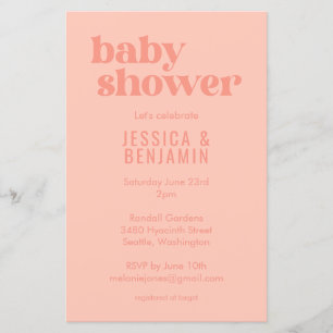 Budget Moderne Cute Dusty Peach Baby shower Invita