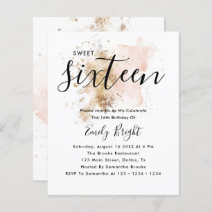 Budget Moderne Design Rose Or Sweet 16 Invitation