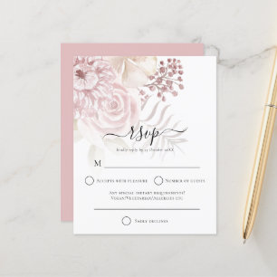 Budget Moderne Dusty Rose Florals Mariage RSVP