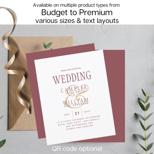 BUDGET Moderne Dusty Rose Rose Gold Mariage Invite (Créateur téléchargé)