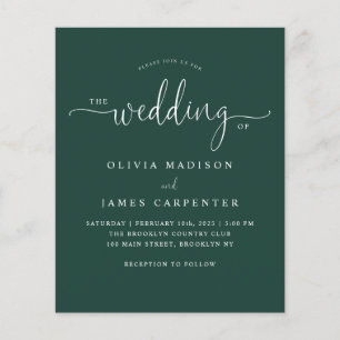 Budget moderne Emerald Green Photo Wedding Invitat