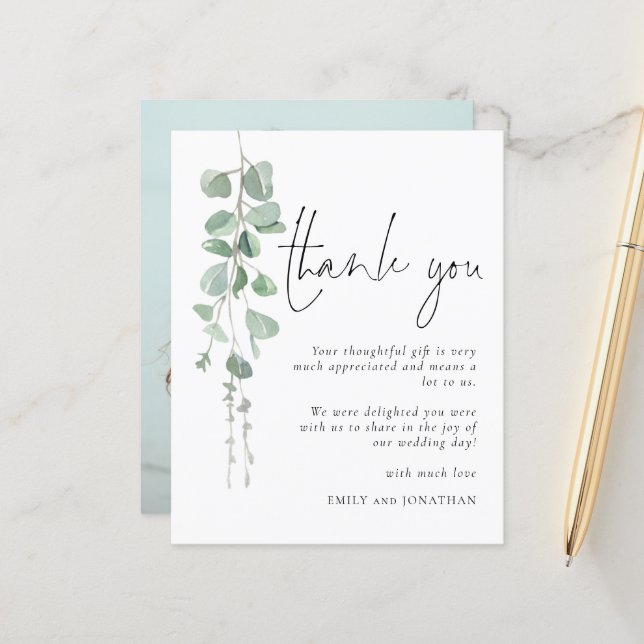 Budget moderne Eucalyptus Merci photo (Devant/Arrière en situation)