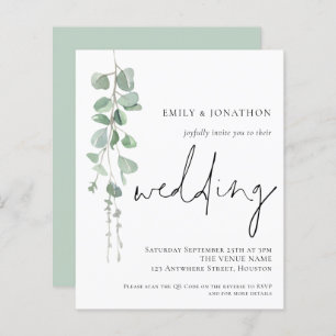 Budget Moderne Eucalyptus QR Code Mariage Invitati