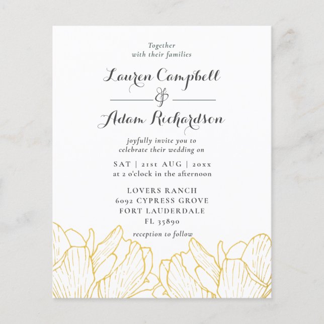 Budget Moderne Faire-part de mariage Florale (Devant)