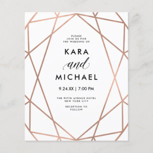 BUDGET Moderne Faux Rose Gold Faire-part de mariag