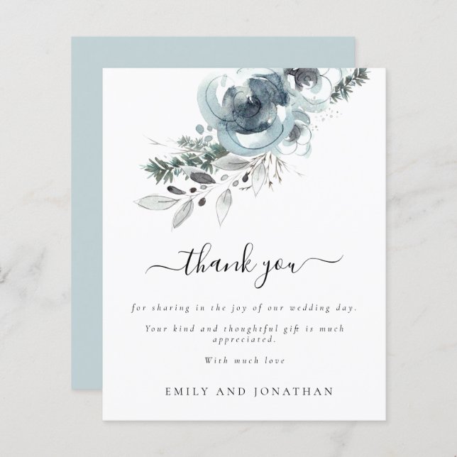 Budget Moderne Fleurs de Noël Mariage Merci (Devant / Derrière)