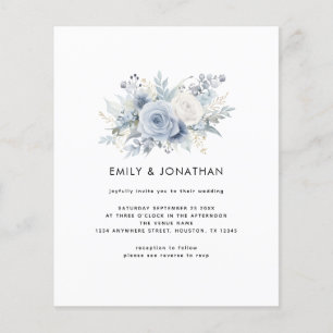 Budget Moderne Florales Bleues QR Mariage invite