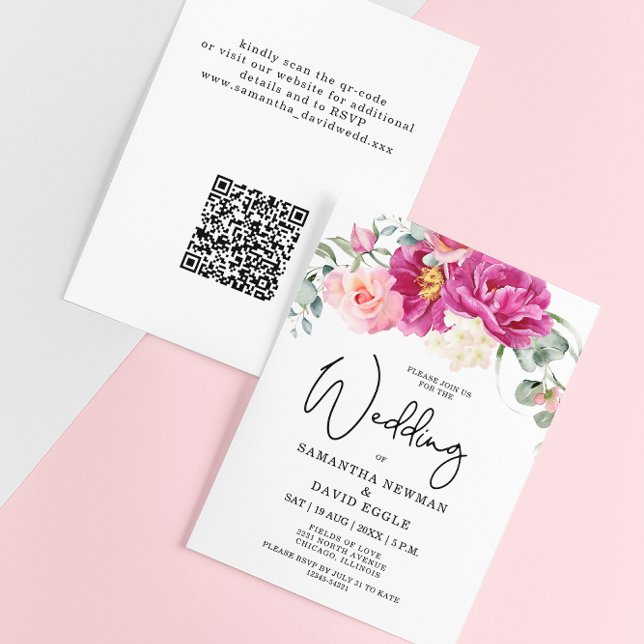 Budget moderne Fuchsia rose Floral Mariage de code (Créateur téléchargé)