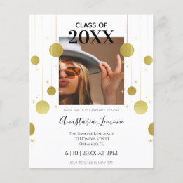 Budget Moderne Gold & White Graduation Invitation