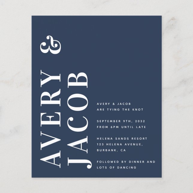 Budget Moderne Gras Faire-part de mariage (Devant)