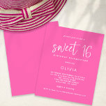 Budget moderne Hot rose Sweet 16 Invitation d'anni<br><div class="desc">Un rapport qualité-prix BUDGET alternative sur une taille plus petite 4, 5 x 5, 6" semi-brillant poids 110lbs, qui est d'une épaisseur similaire à une carte postale (cependant ne convient pas à l'utilisation comme carte postale.) VEUILLEZ NOTER qu'il y a UN invitation par feuille. Budget Moderne Hot Pink Sweet 16...</div>