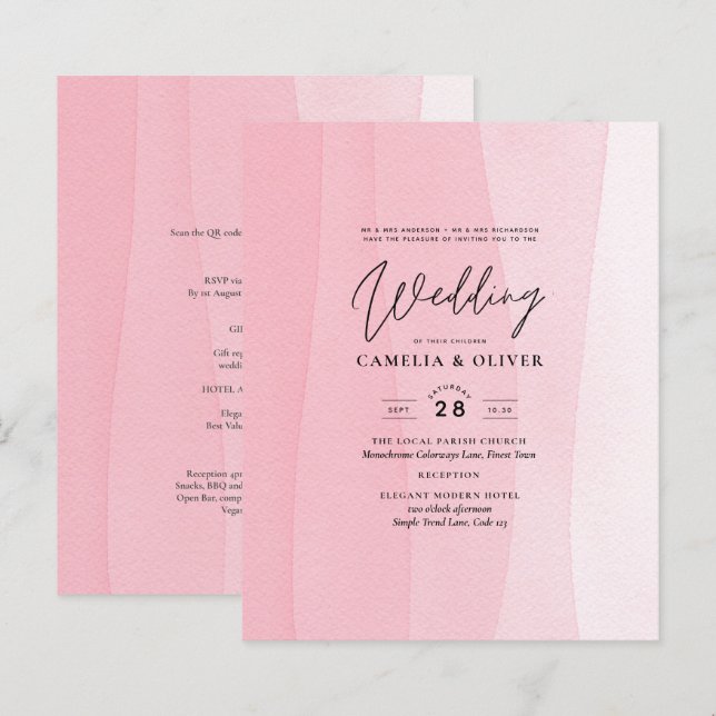 BUDGET Moderne Iced rose Ombre Mariage Invite (Devant / Derrière)