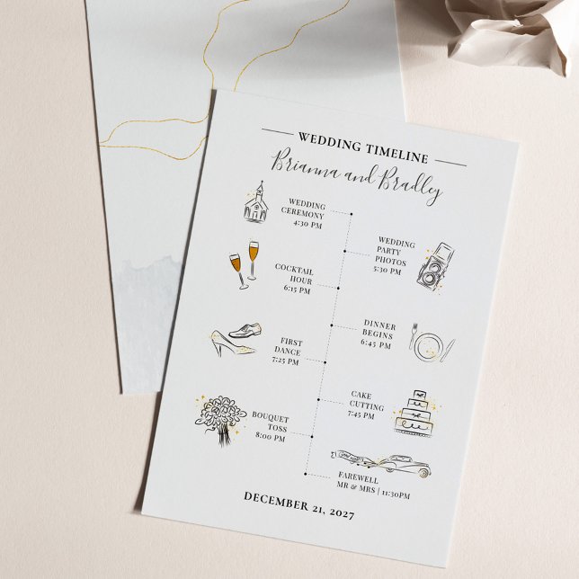 Budget Moderne Icons Programme d'Itinéraire Mariag (Modern Wedding Program Timeline Icons)