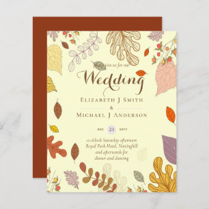 BUDGET Moderne Jardin Feuilles Faire-part de maria