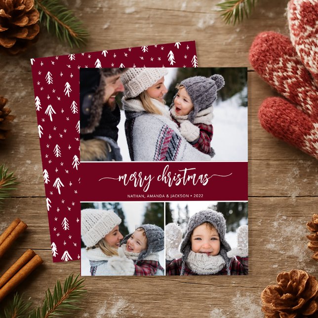 Budget moderne Joyeux Noël Photo Collage Card (Créateur téléchargé)