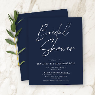 Budget Moderne Marine Blue Bridal Shower Invitatio