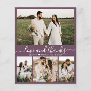 Budget Moderne Mauve Mariage photo Carte de remerc
