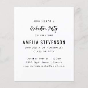 Budget Moderne Minimal Graduation Party Invitation
