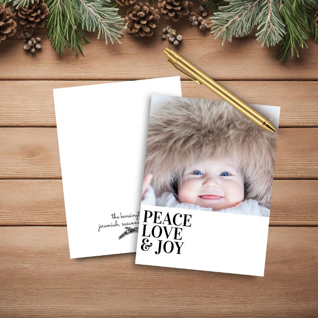 Budget Moderne Minimal Paix Amour Joie Vacances Ph (Budget Modern Minimal Peace Love Joy Holiday Photo Card)