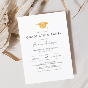 Budget Moderne Minimaliste Gold Graduation Party