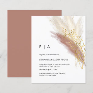 Budget Moderne Monogramme Boho rose or Pampas Gris