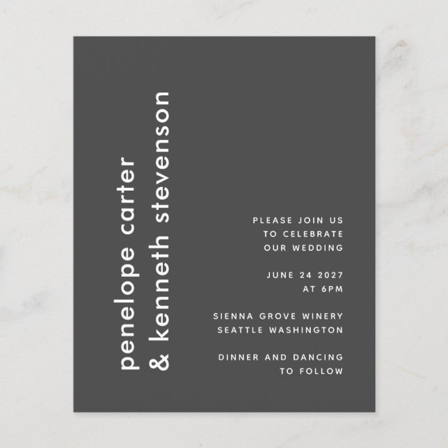 Budget Moderne Noir Blanc Simple Mariage Invitatio (Devant)