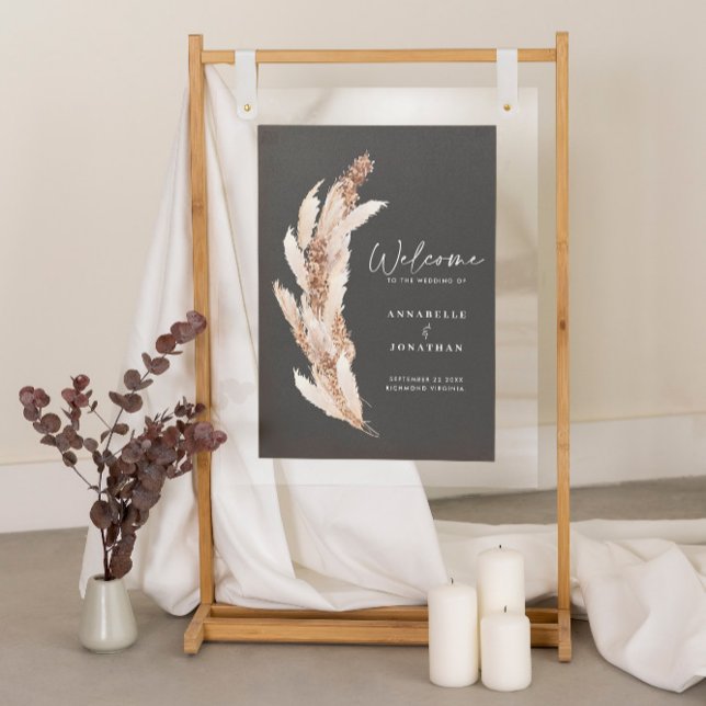 Budget moderne pampas herbe mariage accueil poster (Créateur téléchargé)