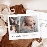 Budget moderne Photo Collage Carte de remerciement<br><div class="desc">Un petit carte de remerciements de collage photo sucré avec un nom moderne simple 3 photos sur le devant. Le dos a un grand en-tête de nom complet et un message personnel de la famille. Cliquez sur le bouton Modifier pour customiser cette conception avec vos photos et détails.</div>