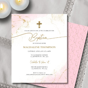 Budget Moderne Pink Gold Cross Girl Baptism