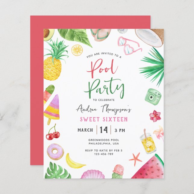 Budget Moderne Piscine Fête Été Sweet 16 Anniversa (Devant / Derrière)