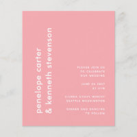 Budget Moderne Rose rose Simple Mariage Invitation