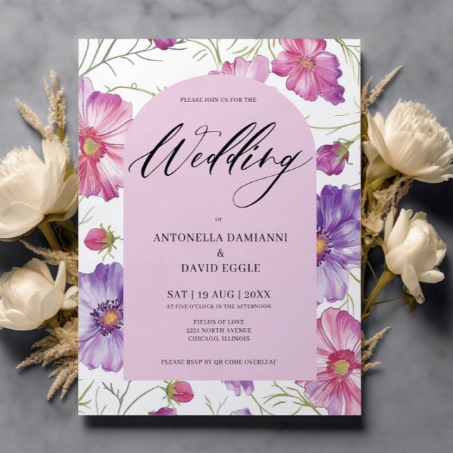 Budget moderne rose violet Floral Mariage de code  (Créateur téléchargé)