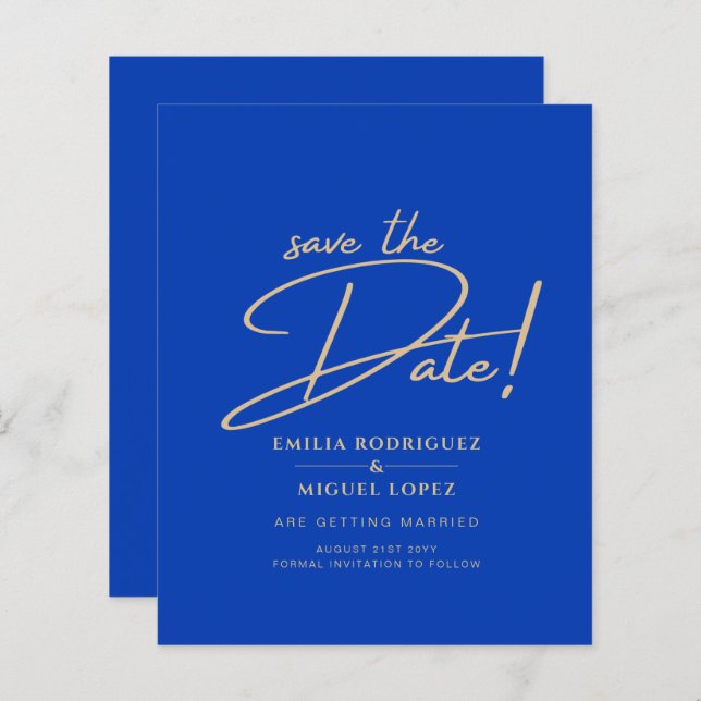 Budget moderne Royal Blue Monochrome Mariage (Devant / Derrière)