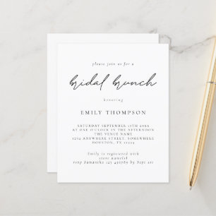 Budget Moderne Script Bridal Brunch Invitation dou
