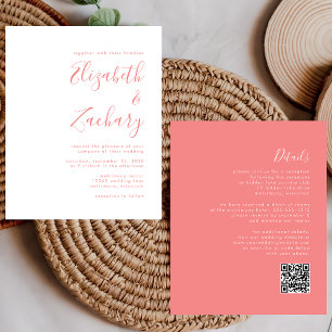 Budget Moderne Script Coral QR Code Mariage Invita
