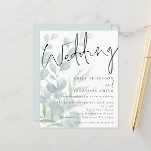 Budget Moderne Script Eucalyptus Faire-part de mar