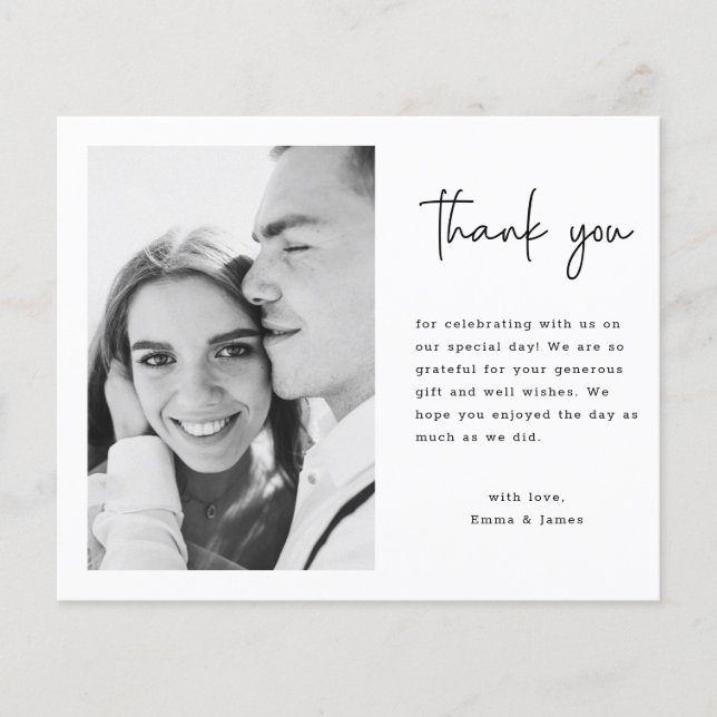 Budget Moderne Script Mariage Photo Carte de remer (Devant)