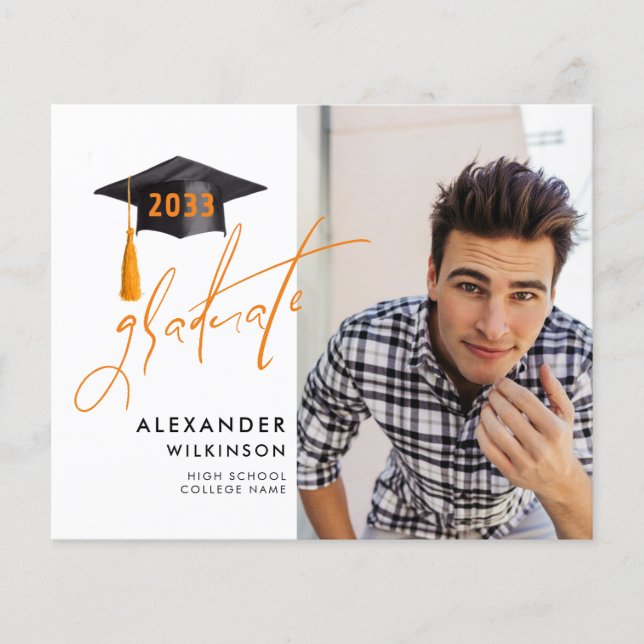 BUDGET Moderne Script Simple Photo GRAD Invitation (Devant)