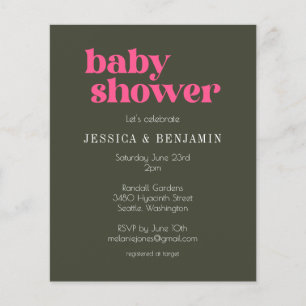 Budget moderne Super rose Baby shower vert Invitat