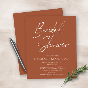 Budget Moderne Terracotta Bridal Shower Invitation
