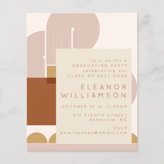 Budget Moderne Terracotta Graduation Invitation (Devant)