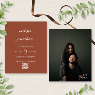 BUDGET Moderne Terracotta Photo QR Code Mariage