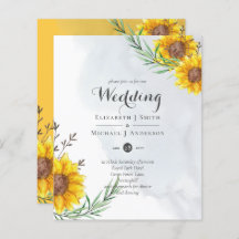 BUDGET Moderne Tournesol Jaune Mariage Invitation