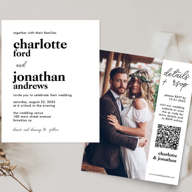 Budget Moderne Typographie QR Code Mariage photo (Créateur téléchargé)